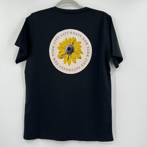 Saturdays NYC Men's Daisy Patch Short Sleeve T-Shirt Crew Neck Black sz XS NWT - Picture 3 of 8